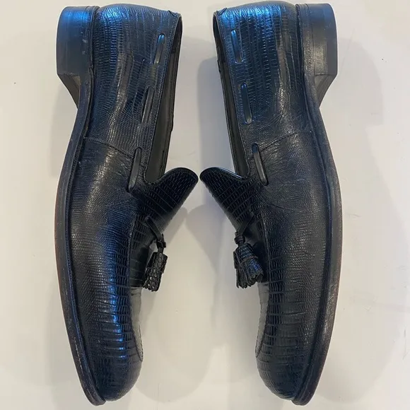Foot Joy Classics Sz13A Black Leather SnakeSkin Embossed,Tassels,Made in the USA