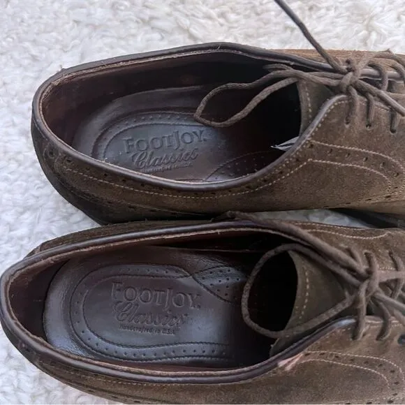 Footjoy Classics Mens Brown Suede Leather  Loafers Size 10.5 C Foot Joy Shoes