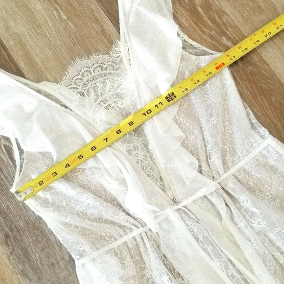 For Love and Lemons Stardust Lace Drawstring White Ruffle Mini Dress Boho EUC