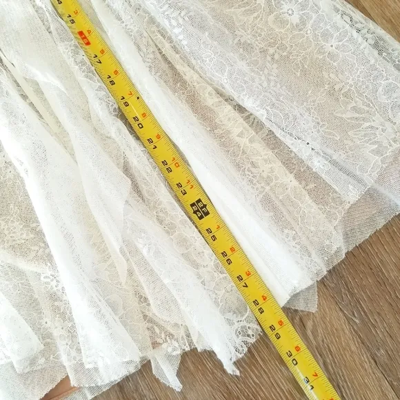 For Love and Lemons Stardust Lace Drawstring White Ruffle Mini Dress Boho EUC