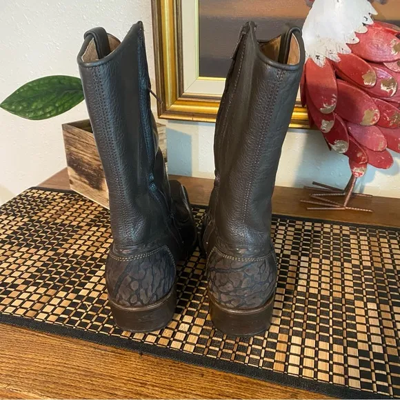 Forastero Boots Men 8.5 Leather brown western brown boots Heel , side Zip shoes