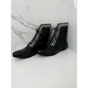 Fortress Of Inca Cameron Oxford Boot Size 9 US Black Leather Lace Up Festival