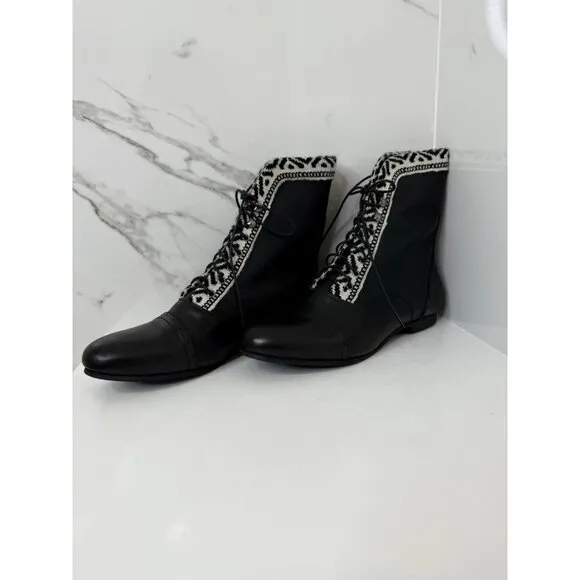 Fortress Of Inca Cameron Oxford Boot Size 9 US Black Leather Lace Up Festival