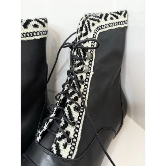 Fortress Of Inca Cameron Oxford Boot Size 9 US Black Leather Lace Up Festival