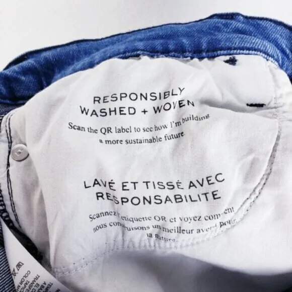 Frame $250 Le High Straight Jeans Huntdale Raw Hem Frayed Stretch size 28