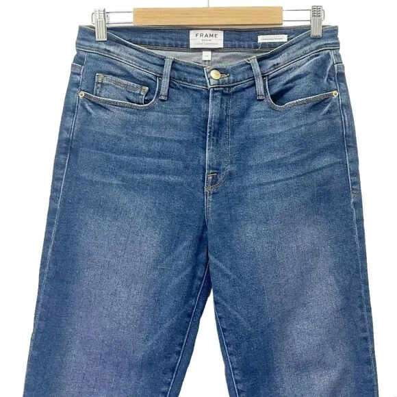 FRAME Denim Le Nouveau Straight Leg Cropped Jeans Granby Dark Wash Size 30 | 10