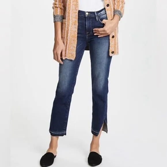FRAME Denim Le Nouveau Straight Leg Cropped Jeans Granby Dark Wash Size 30 | 10