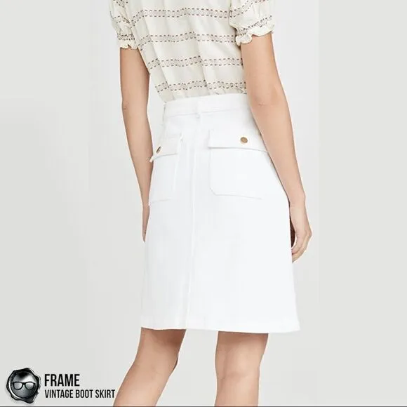 FRAME DENIM VINTAGE BOOT SKIRT NATURAL WHITE/ECRU WOMEN’S 26 SIZE 4 ABOVE KNEE