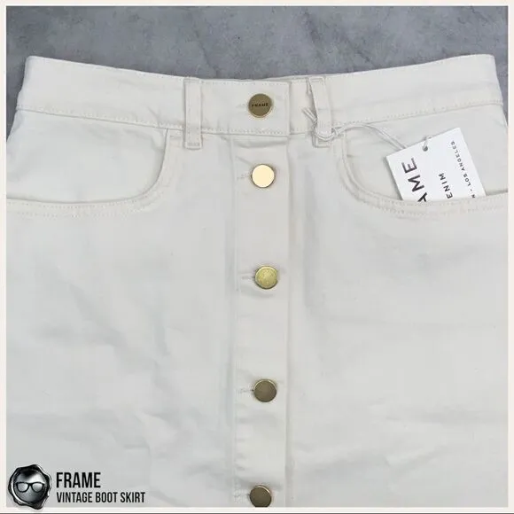 FRAME DENIM VINTAGE BOOT SKIRT NATURAL WHITE/ECRU WOMEN’S 26 SIZE 4 ABOVE KNEE