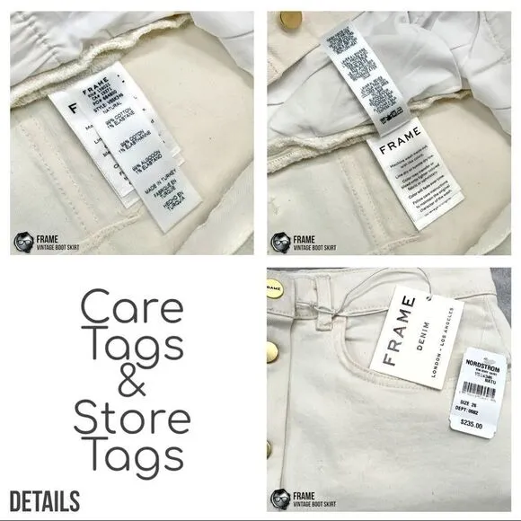 FRAME DENIM VINTAGE BOOT SKIRT NATURAL WHITE/ECRU WOMEN’S 26 SIZE 4 ABOVE KNEE