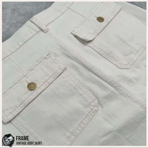 FRAME DENIM VINTAGE BOOT SKIRT NATURAL WHITE/ECRU WOMEN’S 26 SIZE 4 ABOVE KNEE