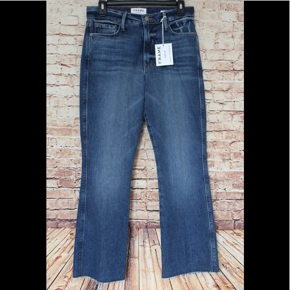 Frame Le Sylvie Kick Boot Raw Edge Denim