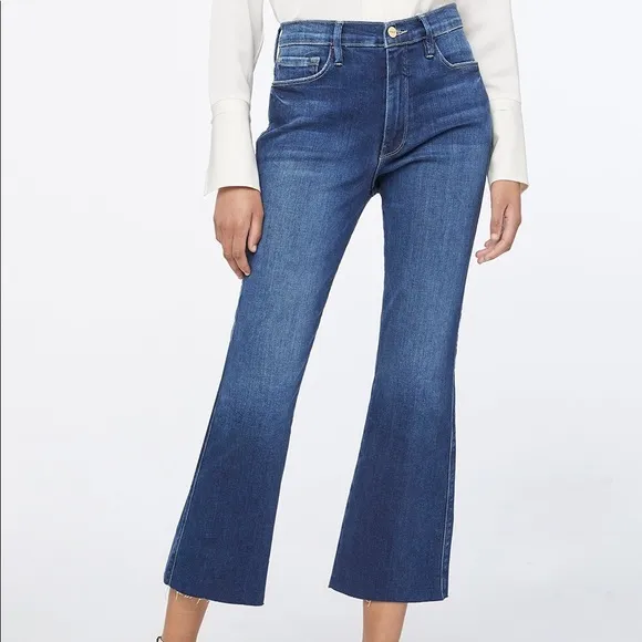 Frame Le Sylvie Kick Boot Raw Edge Denim