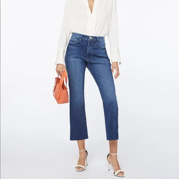 Frame Le Sylvie Kick Boot Raw Edge Denim