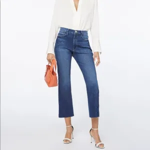 Frame Le Sylvie Kick Boot Raw Edge Denim
