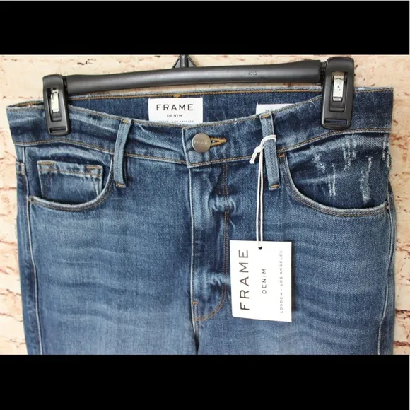 Frame Le Sylvie Kick Boot Raw Edge Denim