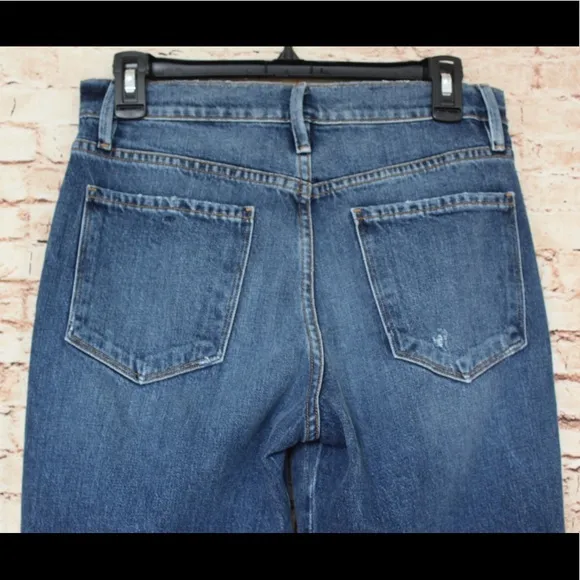Frame Le Sylvie Kick Boot Raw Edge Denim
