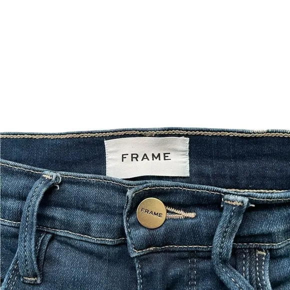 FRAME Sylvie Kick Boot Jeans Lakewood Womens Size 27 Relaxed, High Rise Raw Hem