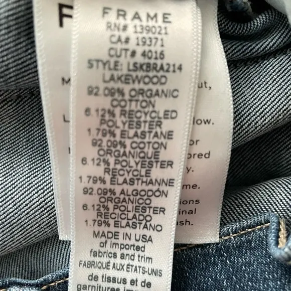 FRAME Sylvie Kick Boot Jeans Lakewood Womens Size 27 Relaxed, High Rise Raw Hem