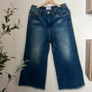 Frame Wide Leg Frayed Raw Hem Dominion Jeans