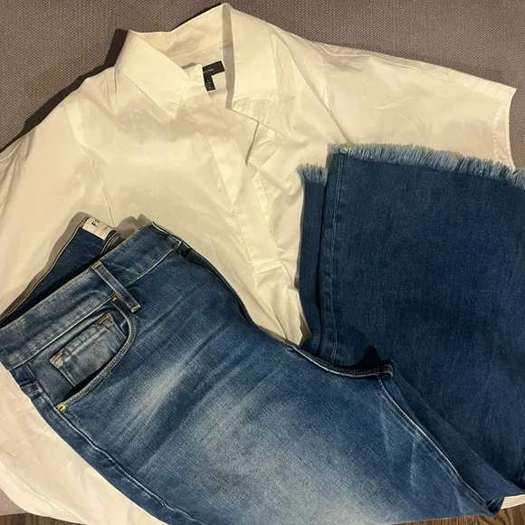 Frame Wide Leg Frayed Raw Hem Dominion Jeans