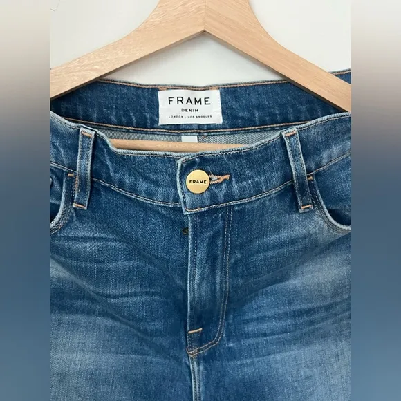 Frame Wide Leg Frayed Raw Hem Dominion Jeans