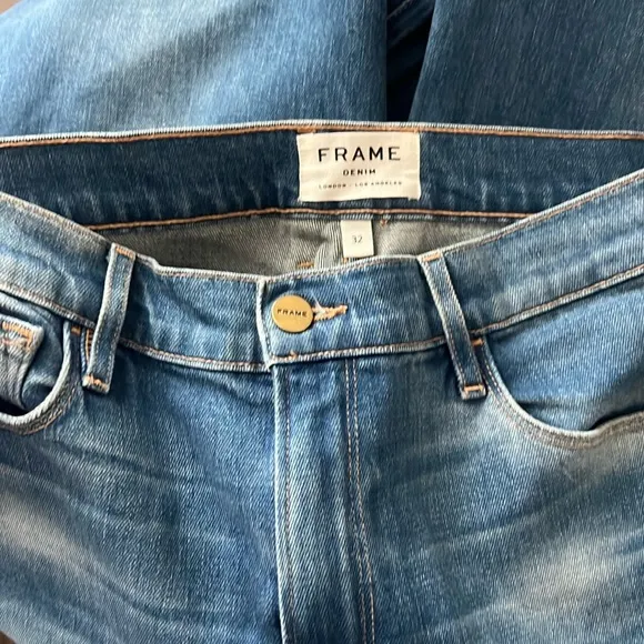 Frame Wide Leg Frayed Raw Hem Dominion Jeans