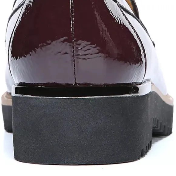 Franco Sarto Burgundy Patent Leather Loafers with Tassels
