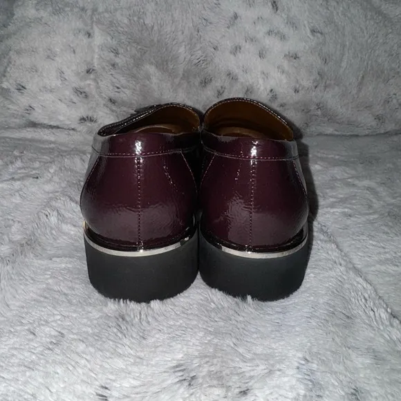 Franco Sarto Burgundy Patent Leather Loafers with Tassels