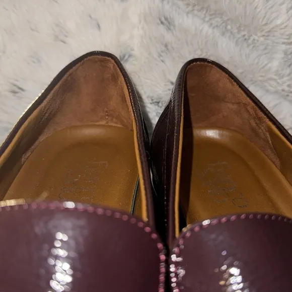 Franco Sarto Burgundy Patent Leather Loafers with Tassels