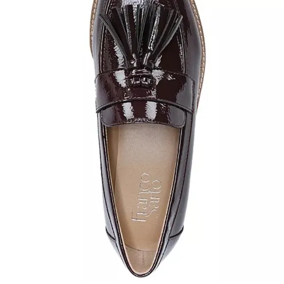 Franco Sarto Burgundy Patent Leather Loafers with Tassels