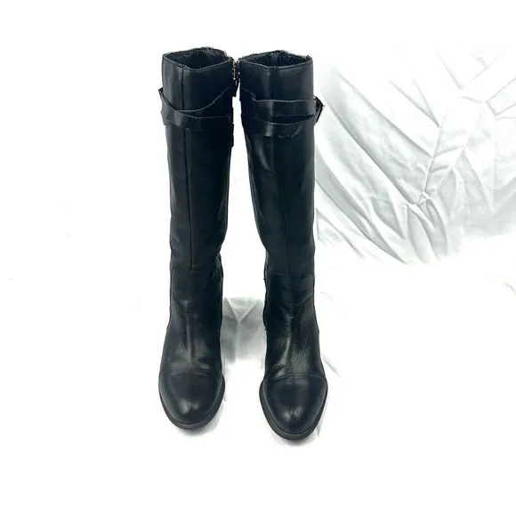 Franco Sarto Celeste Vegan Leather Black Knee High Riding Boots Size 8.5M