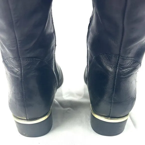 Franco Sarto Celeste Vegan Leather Black Knee High Riding Boots Size 8.5M