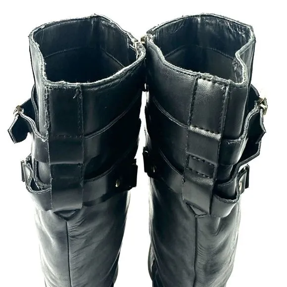 Franco Sarto Celeste Vegan Leather Black Knee High Riding Boots Size 8.5M