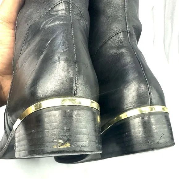 Franco Sarto Celeste Vegan Leather Black Knee High Riding Boots Size 8.5M