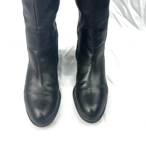 Franco Sarto Celeste Vegan Leather Black Knee High Riding Boots Size 8.5M