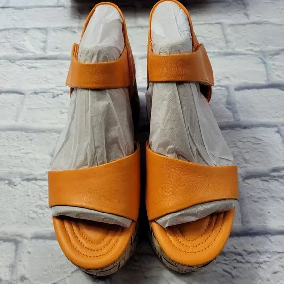 Franco Sarto Chunky Orange Demi2 Leather Platform Sandals size 9