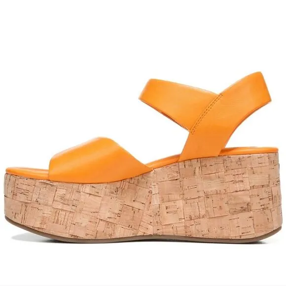 Franco Sarto Chunky Orange Demi2 Leather Platform Sandals size 9
