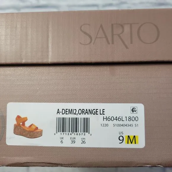 Franco Sarto Chunky Orange Demi2 Leather Platform Sandals size 9
