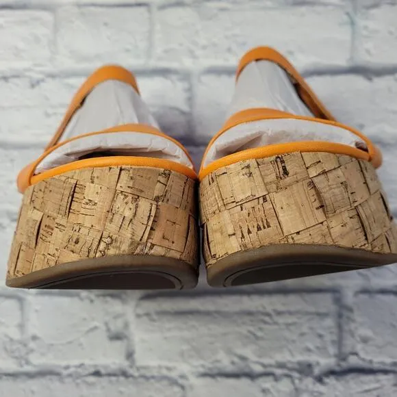 Franco Sarto Chunky Orange Demi2 Leather Platform Sandals size 9