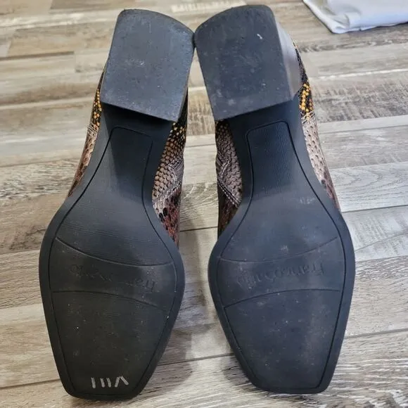 Franco Sarto Generous Leather Snake Print Boots Size 9.5