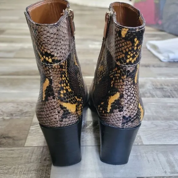 Franco Sarto Generous Leather Snake Print Boots Size 9.5