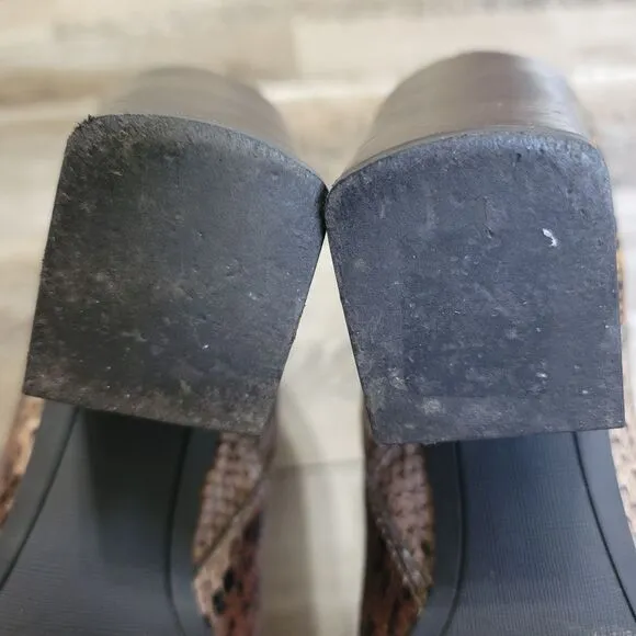 Franco Sarto Generous Leather Snake Print Boots Size 9.5