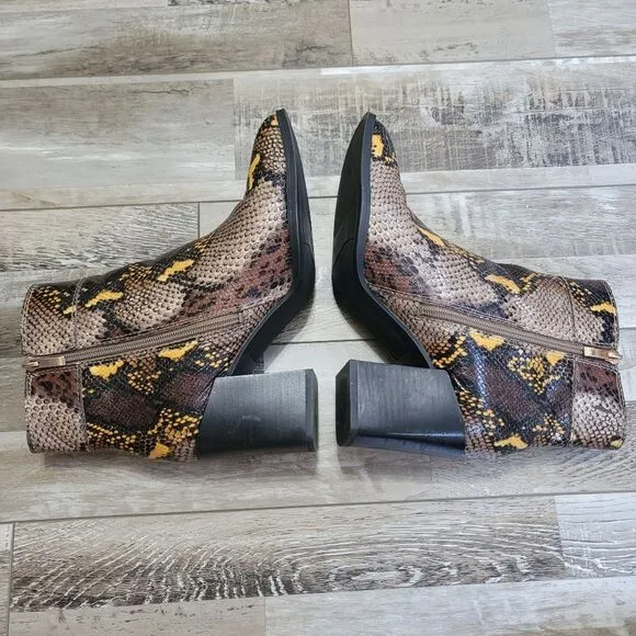 Franco Sarto Generous Leather Snake Print Boots Size 9.5