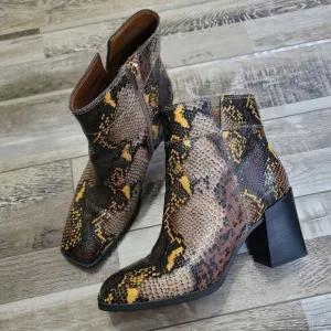 Franco Sarto Generous Leather Snake Print Boots Size 9.5