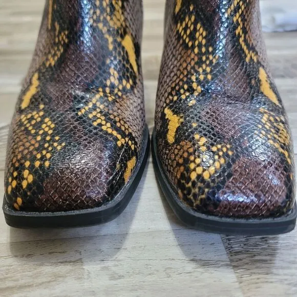Franco Sarto Generous Leather Snake Print Boots Size 9.5