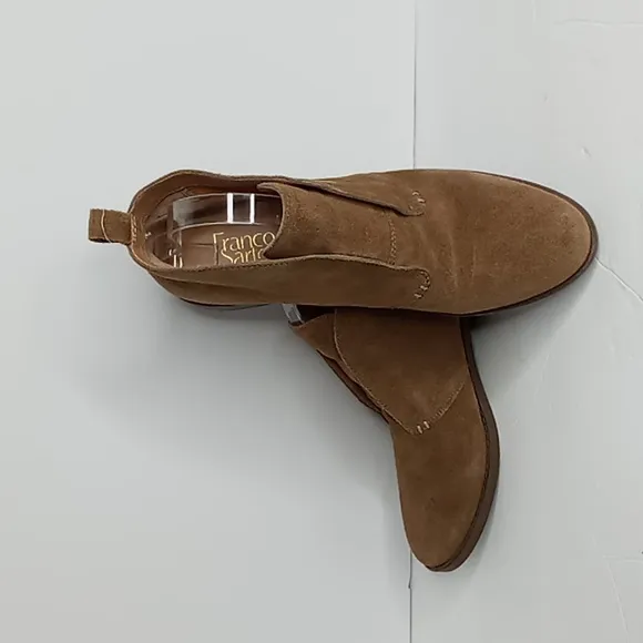 Franco Sarto- Isolde -Nubuck Leather Slip On  Ankle Boots-Fawn Brown - Women 9.5