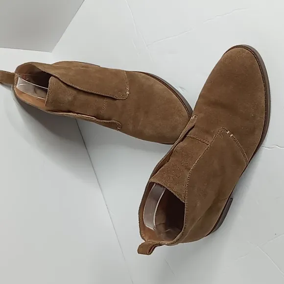 Franco Sarto- Isolde -Nubuck Leather Slip On  Ankle Boots-Fawn Brown - Women 9.5