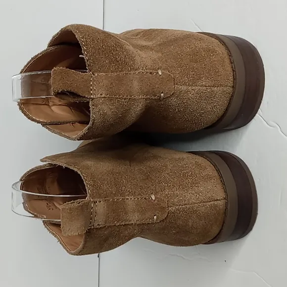 Franco Sarto- Isolde -Nubuck Leather Slip On  Ankle Boots-Fawn Brown - Women 9.5