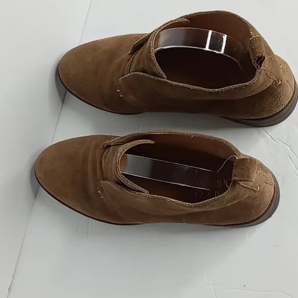 Franco Sarto- Isolde -Nubuck Leather Slip On  Ankle Boots-Fawn Brown - Women 9.5
